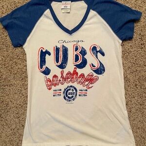 Campus Lifestyle Chicago Cubs Women's Shirt Baseball Sports Raglan Blue Small